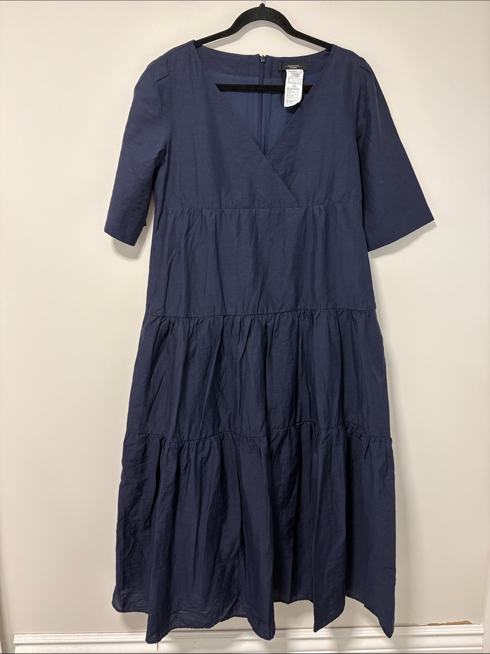 Weekend Max Mara Navy Tiered V-Neck Maxi Dress NWOT
